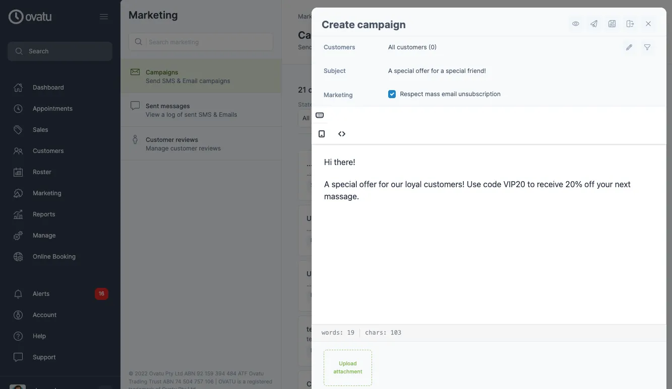 Marketing with no monthly module fee